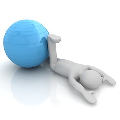 Image showing 3d man exercising position on fitness ball. My biggest pilates s