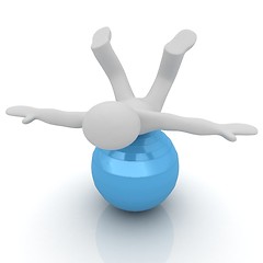 Image showing 3d man exercising position on fitness ball. My biggest pilates s