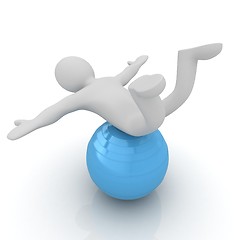 Image showing 3d man exercising position on fitness ball. My biggest pilates s