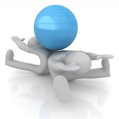 Image showing 3d man exercising position on fitness ball. My biggest pilates s