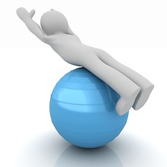 Image showing 3d man exercising position on fitness ball. My biggest pilates s