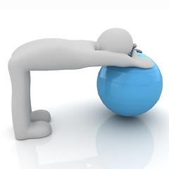 Image showing 3d man exercising position on fitness ball. My biggest pilates s