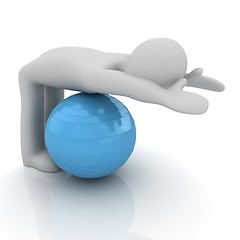 Image showing 3d man exercising position on fitness ball. My biggest pilates s