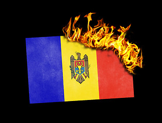 Image showing Flag burning - Moldova