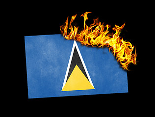 Image showing Flag burning - Saint Lucia