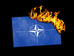 Image showing Flag burning - NATO