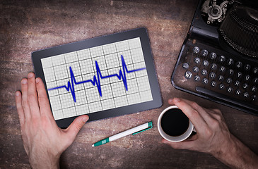 Image showing Electrocardiogram on a tablet - Concept of healthcare