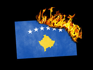 Image showing Flag burning - Kosovo