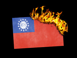 Image showing Flag burning - Myanmar