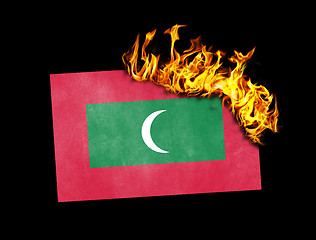 Image showing Flag burning - Maldives