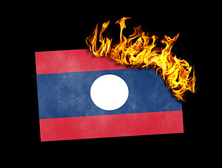 Image showing Flag burning - Laos