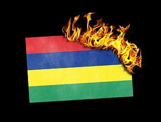 Image showing Flag burning - Mauritius