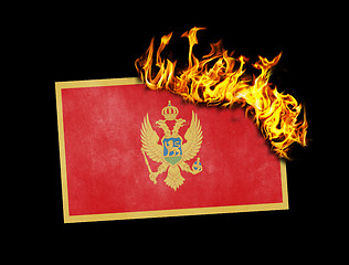 Image showing Flag burning - Montenegro