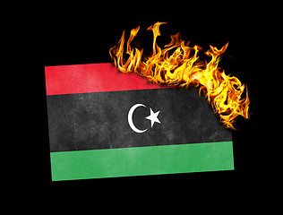 Image showing Flag burning - Libya