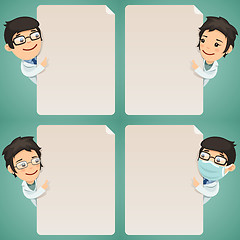 Image showing Doctors Cartoon Characters Looking at Blank Poster Set