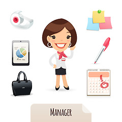 Image showing Female Manager Icons Set