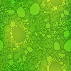 Image showing Easter Seamless Pattern in Green Colors