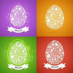 Image showing Four Easter Egg Card of White Objects