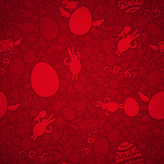 Image showing Easter Seamless Pattern in Red Colors