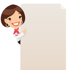 Image showing Female Manager Looking at Blank Poster