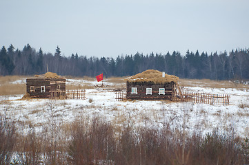 Image showing Village with flag