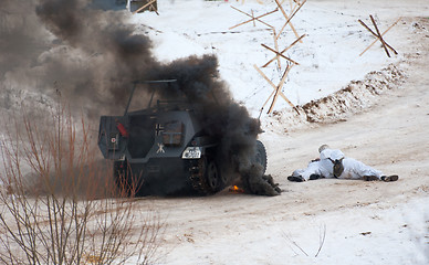 Image showing Hanomag Sonderkraftfahrzeug 251 in fire