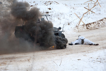 Image showing Hanomag Sonderkraftfahrzeug 251 in fire