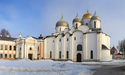 Image showing oldest in Russia Cathedral of St. Sophia. Veliky Novgorod at sun