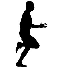 Image showing Athlete on running race, silhouettes. Vector illustration.