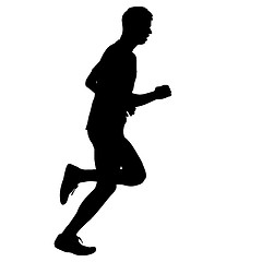 Image showing Running black silhouettes. Vector illustration.