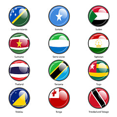 Image showing Set circle icon  Flags of world sovereign states. Vector illustr