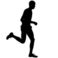 Image showing Running black silhouettes. Vector illustration.