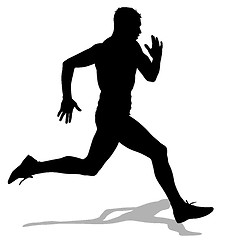 Image showing Athlete on running race, silhouettes. Vector illustration.