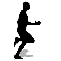 Image showing Athlete on running race, silhouettes. Vector illustration.