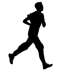 Image showing Running black silhouettes. Vector illustration.