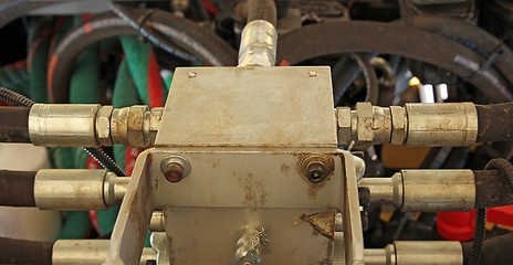 Image showing Hydraulic connectors. Agricultural machinery