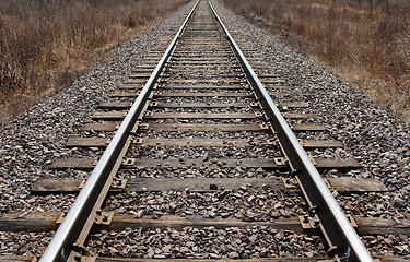 Image showing Railway leaving afar to horizon. 