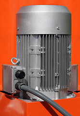 Image showing Red powerful electric motors for modern industrial equipment