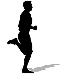 Image showing Athlete on running race, silhouettes. Vector illustration.