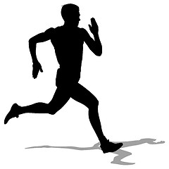 Image showing Athlete on running race, silhouettes. Vector illustration.