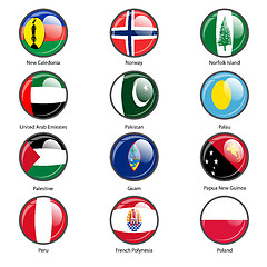 Image showing Set circle icon  Flags of world sovereign states. Vector illustr