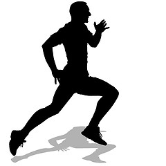 Image showing Athlete on running race, silhouettes. Vector illustration.