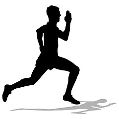 Image showing Athlete on running race, silhouettes. Vector illustration.