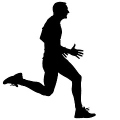 Image showing Athlete on running race, silhouettes. Vector illustration.