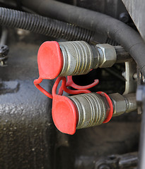 Image showing Hydraulic connectors. Agricultural machinery