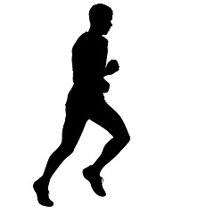 Image showing Running black silhouettes. Vector illustration.