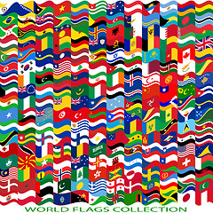 Image showing Flags of the world and  map on white background. Vector illustra