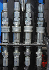 Image showing Hydraulic connectors. Agricultural machinery