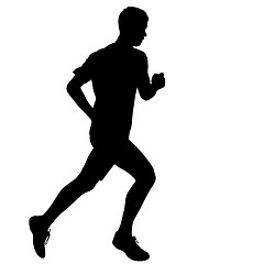 Image showing Running black silhouettes. Vector illustration.
