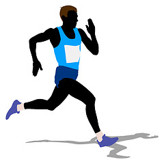 Image showing Athlete on running race, silhouettes. Vector illustration.